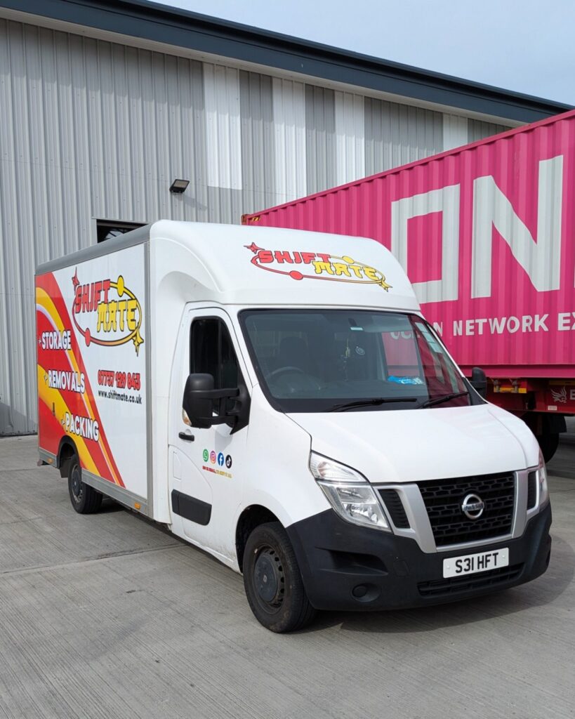 ShiftMate Removals Luton van at a commercial site supporting removals and storage services across the UK
