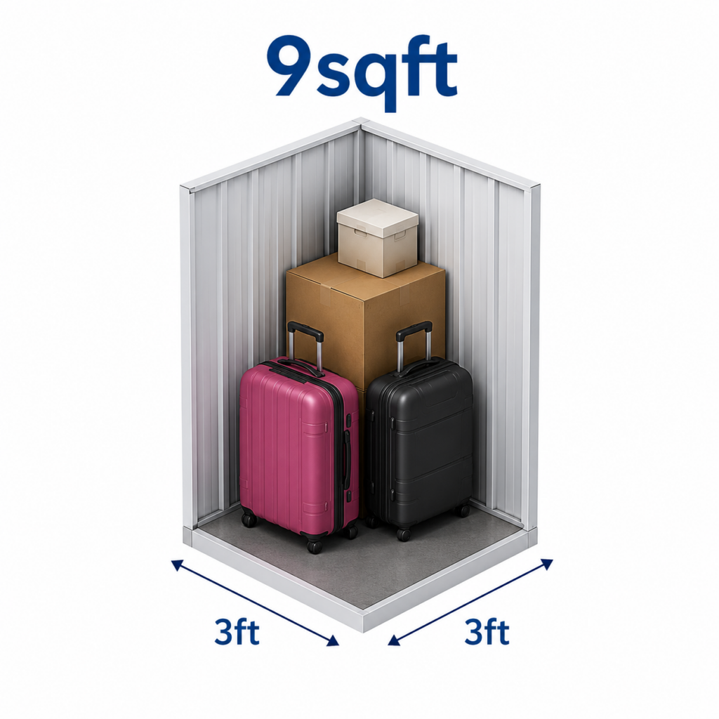 9sqft storage unit suitable for suitcases, boxes and student storage in Birmingham
