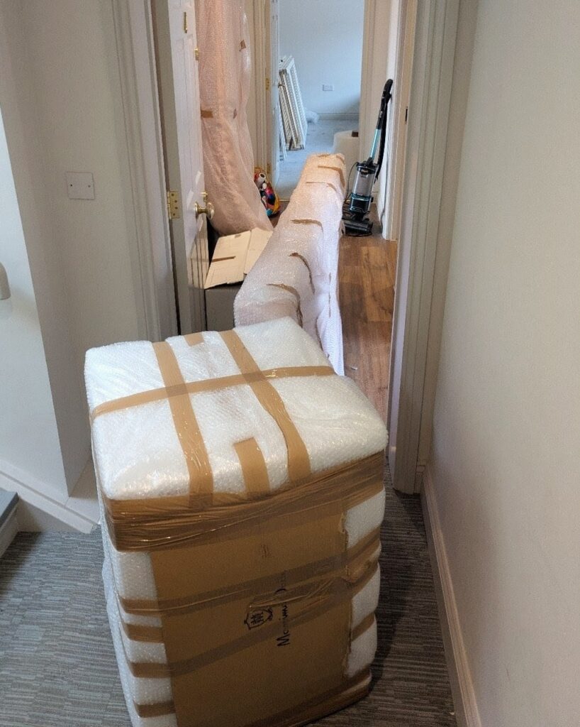 Bubble wrapped furniture prepared for a house move in Birmingham