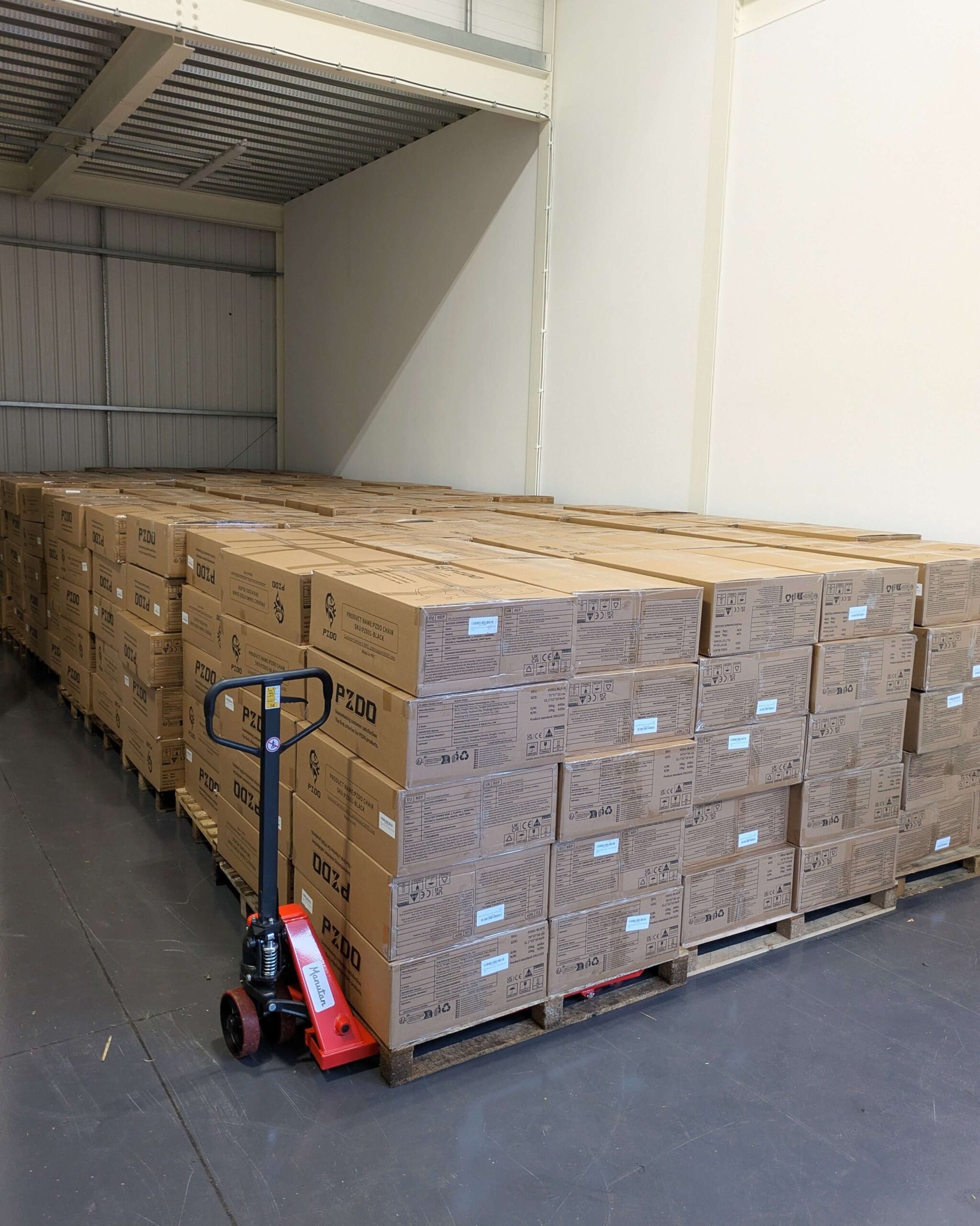 Business storage pallets and boxed stock stored securely in Birmingham warehouse