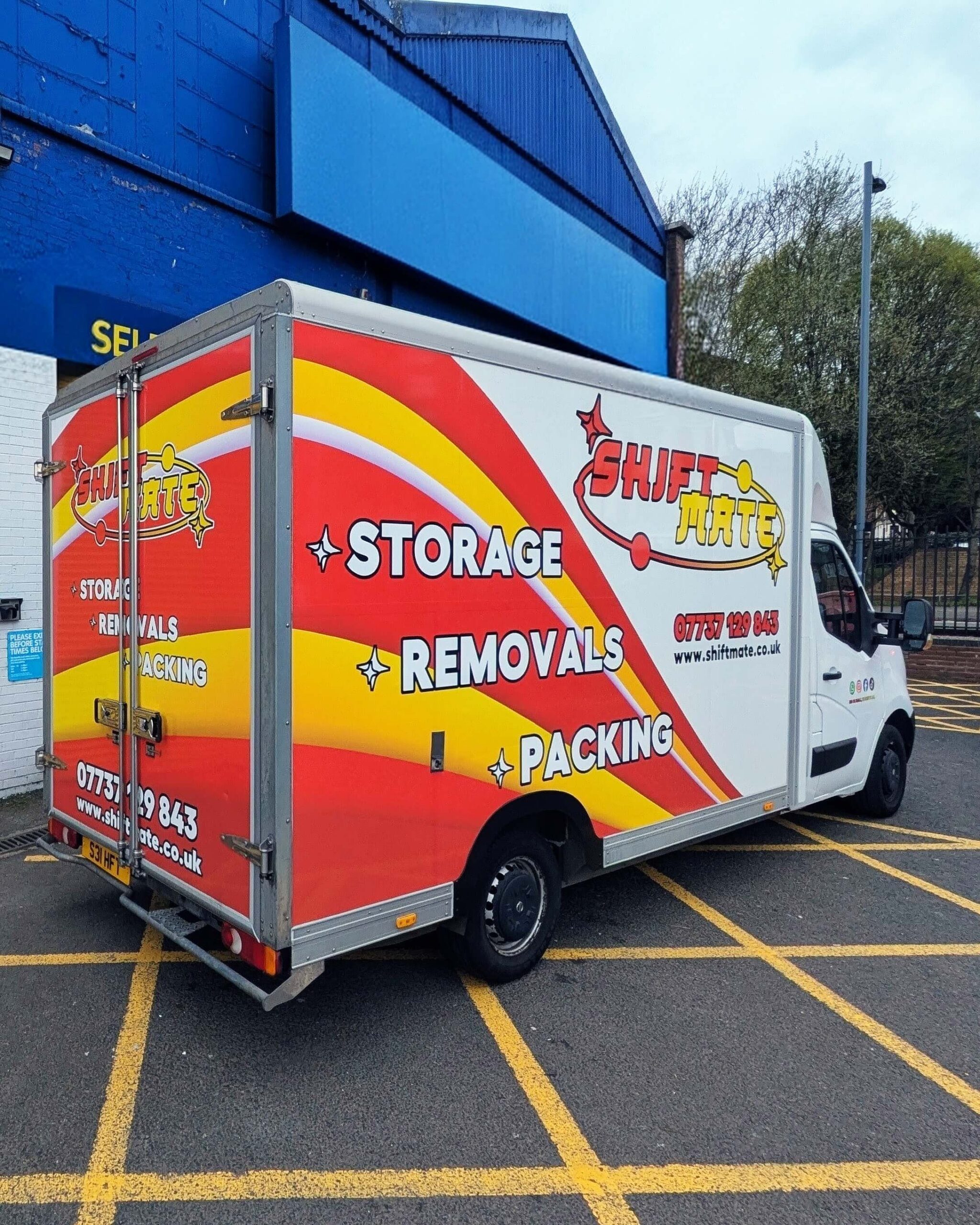 Storage removals UK van delivering items to secure storage facility